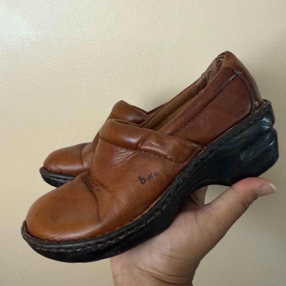 BORN BOC Women's Shoe Peggy Clog Size‎ 6 Brown Leather Slip-On Casual Comfort